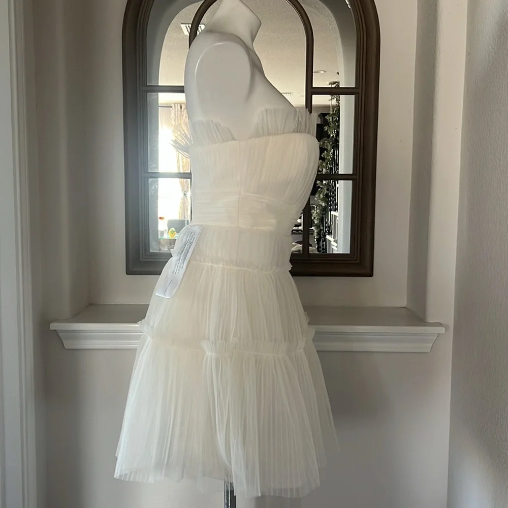 BCBGMaxazria Strapless Tiered Tulle Mini Dress Size 12 New w/Tag ONLINE for $398 - Picture 10 of 17
